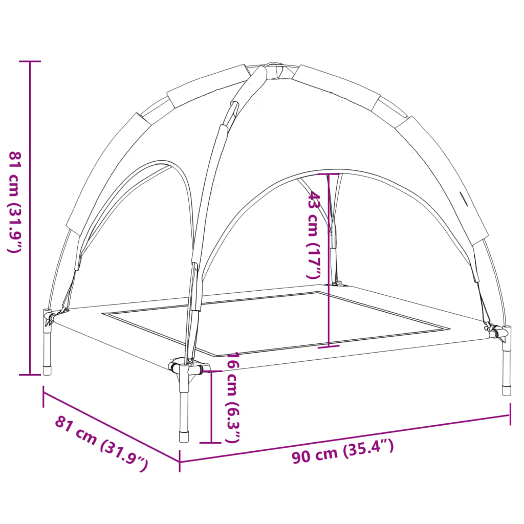 Dog bed with canopy anthracite Oxford fabric and steel