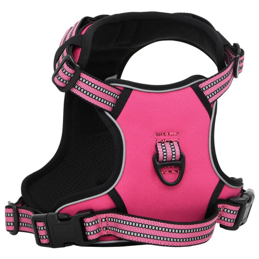 Koiran valjaat hihnalla ja kaulapannalla säädettävä pinkki XL