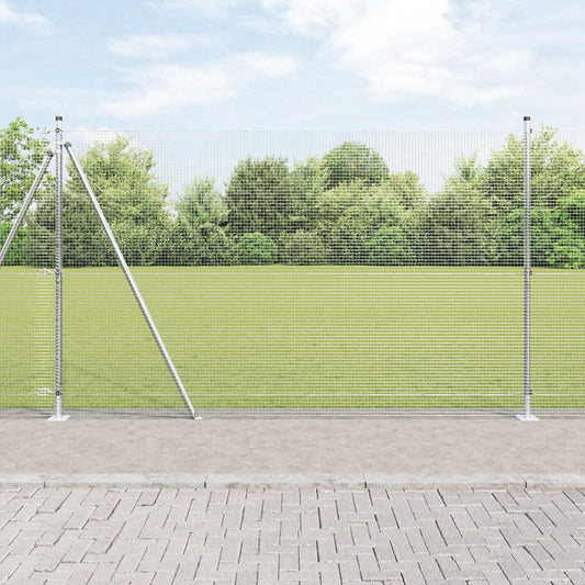 Welded Wire Fence with 13 Flanged Posts 1.6x50 m Galvanised Steel