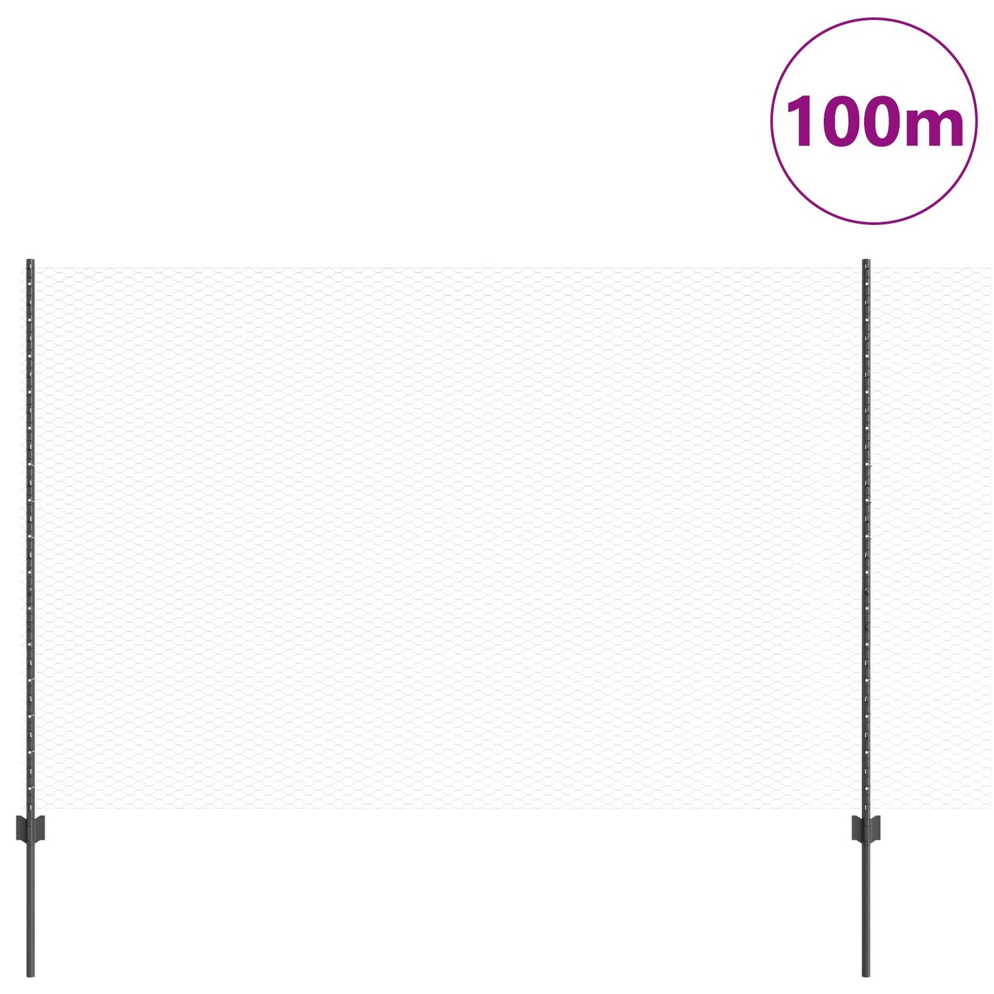 Verkkopostit 22 kpl U-kanava Harmaa 160 cm Teräs, vidaXL Kuusikulmainen verkko Harmaa 1.6x100 m Teräs