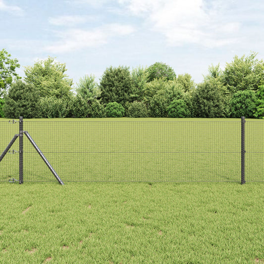 Welded Wire Fence with 13 Posts Harmaa 0.4x50 m Teräs