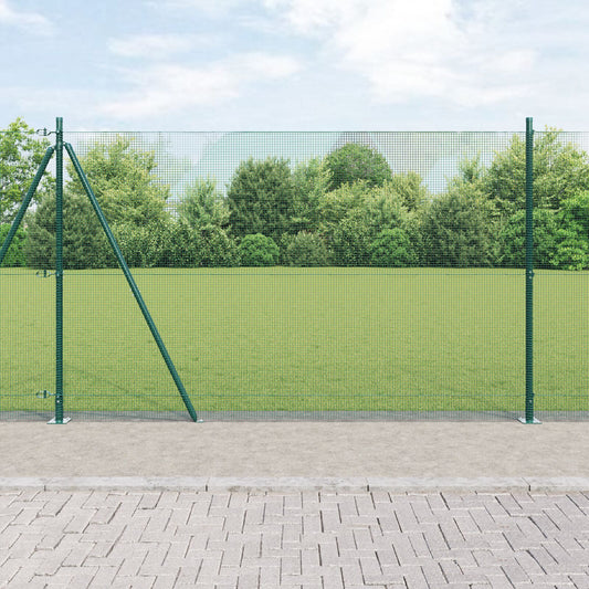 Verkkokohdistettu aita 7 Flanged Tolpalla Vihreä 1.5x10 m Teräs