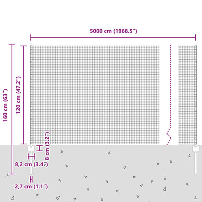 Welded Wire Fence with 22 U Posts Vihreä 1.2x50 m Teräs