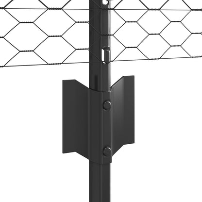Verkkoposti 11 kpl U-kanava Harmaa 80 cm Teräs, vidaXL Kuusikulmainen verkko Harmaa 0.8x100 m Teräs
