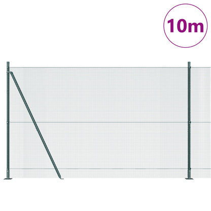 Verkkokohdistettu aita 7 Flanged Tolpalla Vihreä 1.5x10 m Teräs