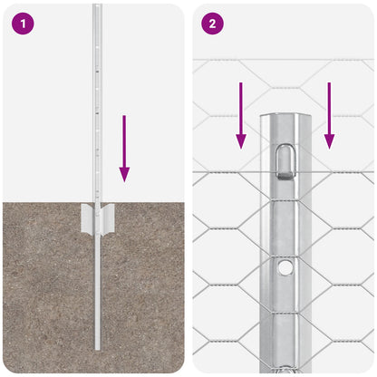 Verkkopostit 11 kpl U-kanava 60 cm Galvanoitu teräs, vidaXL Kuusikulmio verkko 0,5x100 m Galvanoitu teräs