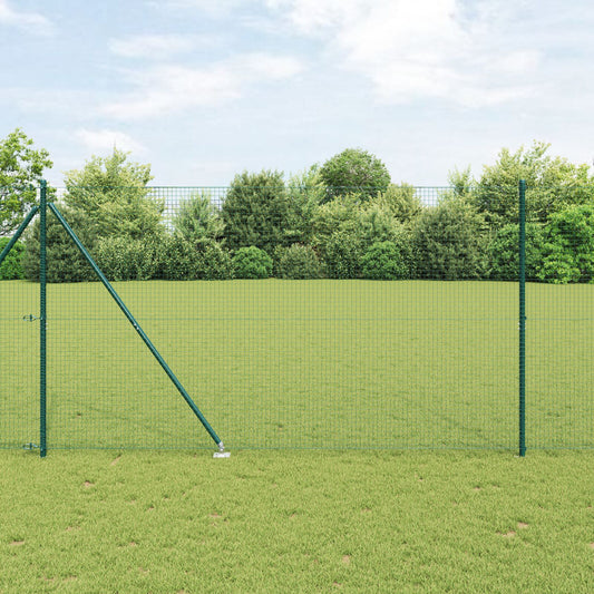 Welded Wire Fence with 13 Spike Posts Green 1.6x25 m Steel