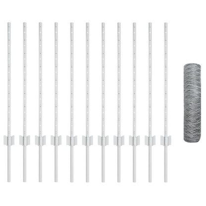 Aidan päät 11 kpl U-kanava 80 cm Galvanisoitu teräs, vidaXL Kuusikulmainen aita 0.8x25 m Galvanisoitu teräs
