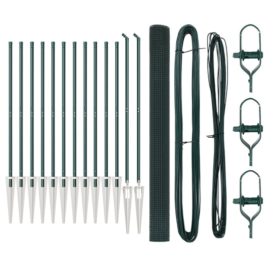 Welded Wire Fence with 13 Spike Posts Green 1.6x25 m Steel
