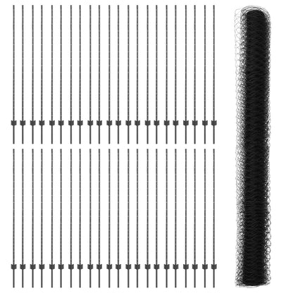 Verkkopostit 22 kpl U-kanava Harmaa 160 cm Teräs, vidaXL Kuusikulmainen verkko Harmaa 1.6x100 m Teräs