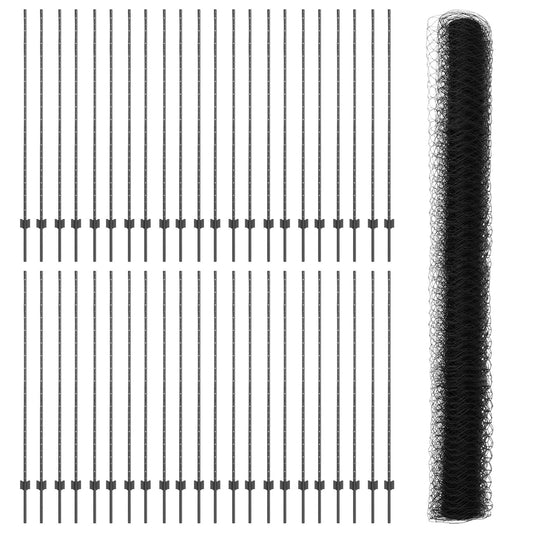 Verkkopostit 22 kpl U-kanava Harmaa 160 cm Teräs, vidaXL Kuusikulmainen verkko Harmaa 1.6x100 m Teräs
