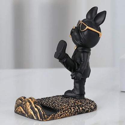 Bulldog Phone Holder, Animal Statue Figurine
