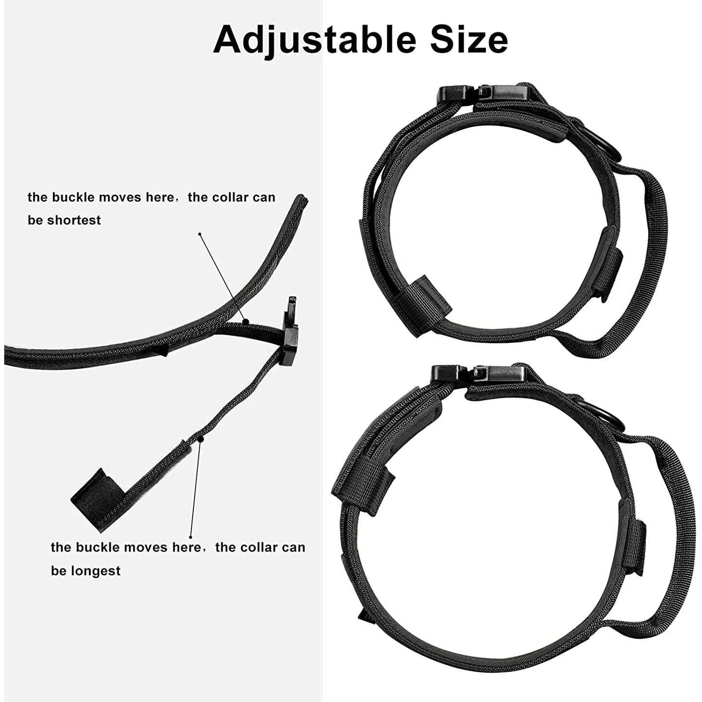 Taktinen vahva koiranpanta, eri värejä /Tactical Dog Collar, Adjustable Military Training Nylon Dog Collar with Control Handle and Heavy Metal Buckle for Medium and Lar