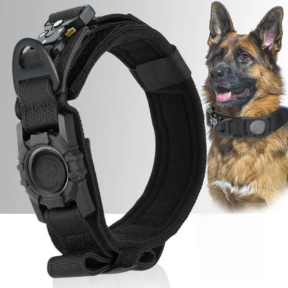 Taktinen Airtag iphone paikannus kaulapannat, seuranta panta, eri värejä  / AirTag Tactical Dog Collar, with AirTag Holder and Handle Military Dog Metal Buckle Adjustable GPS Collar for Medium Large Dogs