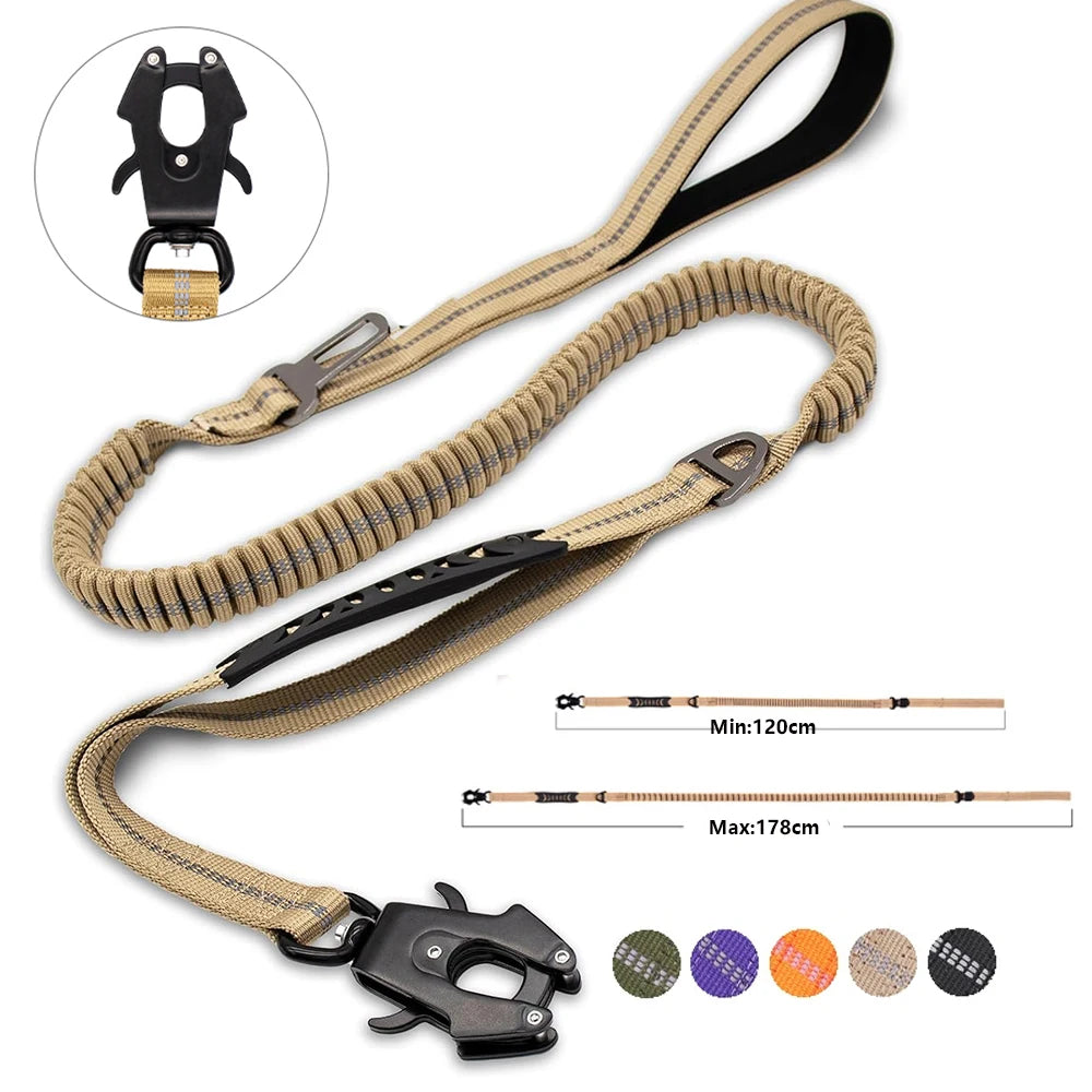 Heijastava, jykevä koiranhihna, eri värejä / Reflective Shock Absorbing Pet Leashes with Car Seatbelt for Large Dogs Heavy Duty Tactical Bungee Dog Leash No Pull Dog Leash