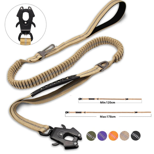 Heijastava, jykevä koiranhihna, eri värejä / Reflective Shock Absorbing Pet Leashes with Car Seatbelt for Large Dogs Heavy Duty Tactical Bungee Dog Leash No Pull Dog Leash