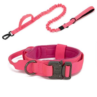 Taktinen koiran panta+hihna paketti, tai erikseen,useita värejä / Pet Dog Collar Leash Set Nylon Material Durable Dog Collar Reflective Leash Pet Tactical Training Dog Collar Large Dog Leash Set