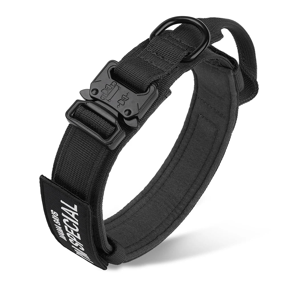 Taktinen vahva koiranpanta, kahvalla, useita eri värejä / Tactical Dog Collar Nylon Duarable Military Dog Collars For Medium Large Dogs German Shepard Training  Walking Pet Accessories