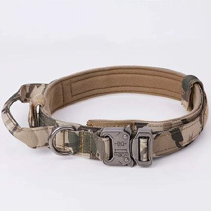 Kevyt taktinen panta / Military Tactical Dog Collar Adjustable Soft Nylon Outdoor Training K9 Collar with Handle and Metal