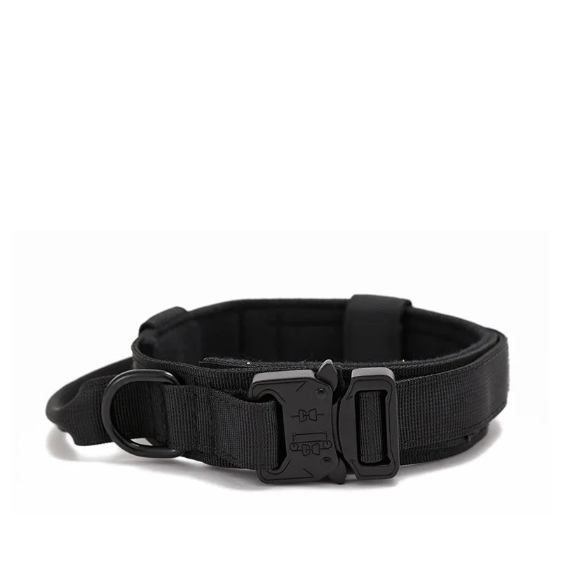 Kevyt taktinen panta / Military Tactical Dog Collar Adjustable Soft Nylon Outdoor Training K9 Collar with Handle and Metal