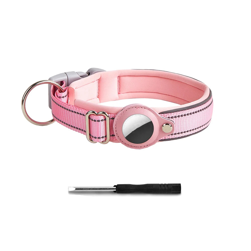 Airtag paikannuspanta, heijastava, jykevä, useita eri värejä / Reflective AirTag Dog Collar, Heavy Duty Dog Collar with Adjustable AirTag Holder Case Accessories for Small Medium Large Dogs