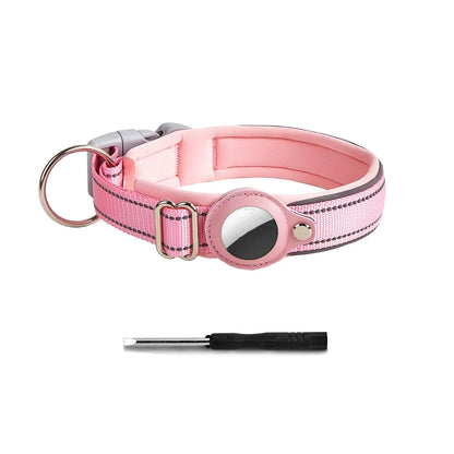 Airtag paikannuspanta, heijastava, jykevä, useita eri värejä / Reflective AirTag Dog Collar, Heavy Duty Dog Collar with Adjustable AirTag Holder Case Accessories for Small Medium Large Dogs