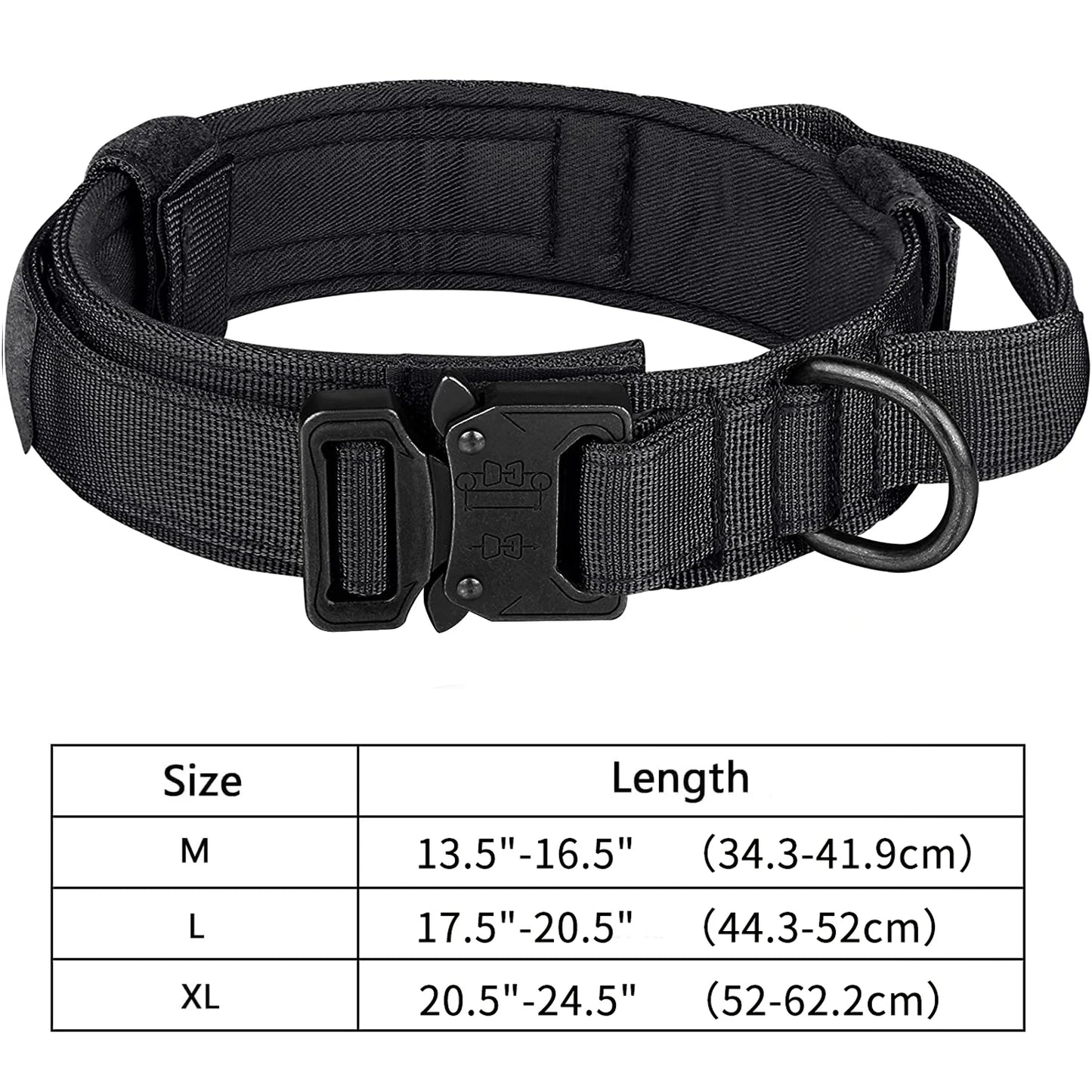 Taktinen vahva koiranpanta, eri värejä /Tactical Dog Collar, Adjustable Military Training Nylon Dog Collar with Control Handle and Heavy Metal Buckle for Medium and Lar