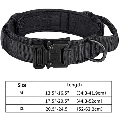 Taktinen vahva koiranpanta, eri värejä /Tactical Dog Collar, Adjustable Military Training Nylon Dog Collar with Control Handle and Heavy Metal Buckle for Medium and Lar