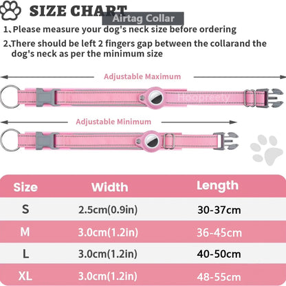 Airtag paikannuspanta, heijastava, jykevä, useita eri värejä / Reflective AirTag Dog Collar, Heavy Duty Dog Collar with Adjustable AirTag Holder Case Accessories for Small Medium Large Dogs