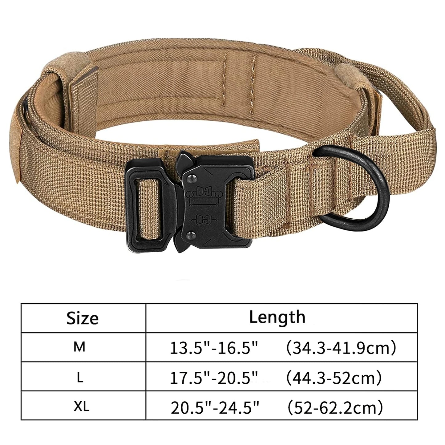 Taktinen vahva koiranpanta, eri värejä /Tactical Dog Collar, Adjustable Military Training Nylon Dog Collar with Control Handle and Heavy Metal Buckle for Medium and Lar