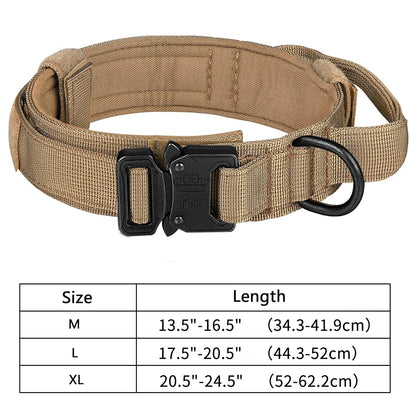Taktinen vahva koiranpanta, eri värejä /Tactical Dog Collar, Adjustable Military Training Nylon Dog Collar with Control Handle and Heavy Metal Buckle for Medium and Lar