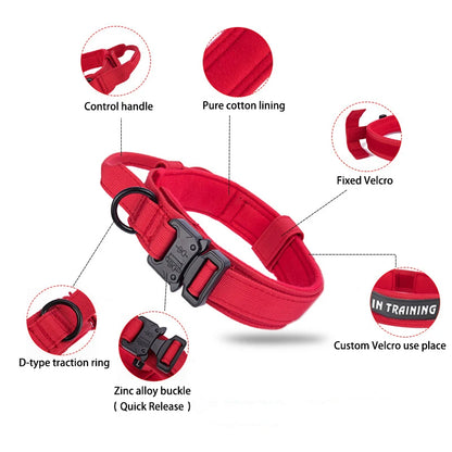 Taktinen koiran panta+hihna paketti, tai erikseen,useita värejä / Pet Dog Collar Leash Set Nylon Material Durable Dog Collar Reflective Leash Pet Tactical Training Dog Collar Large Dog Leash Set