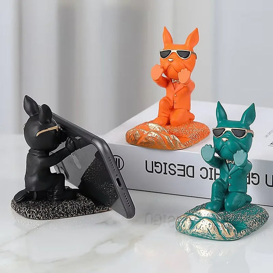 Bulldog Phone Holder, Animal Statue Figurine