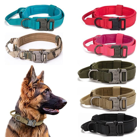 Taktinen koiran panta+hihna paketti, tai erikseen,useita värejä / Pet Dog Collar Leash Set Nylon Material Durable Dog Collar Reflective Leash Pet Tactical Training Dog Collar Large Dog Leash Set