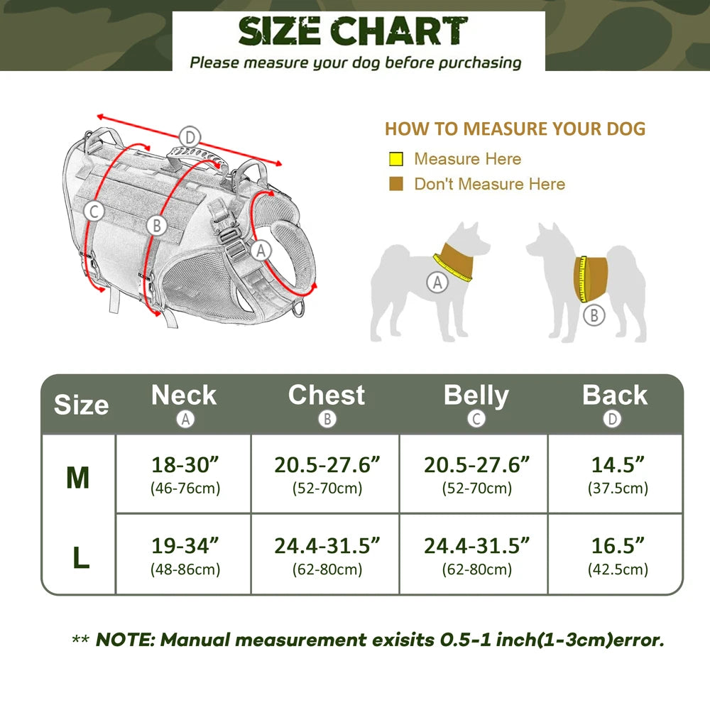 Taktiset valjaat armeija koiravaljaat, useita värejä / Tactical Dog Training Vest No Pull Military Harness Adjustable Dog Hiking Harness Working Vest For Medium Large Dogs