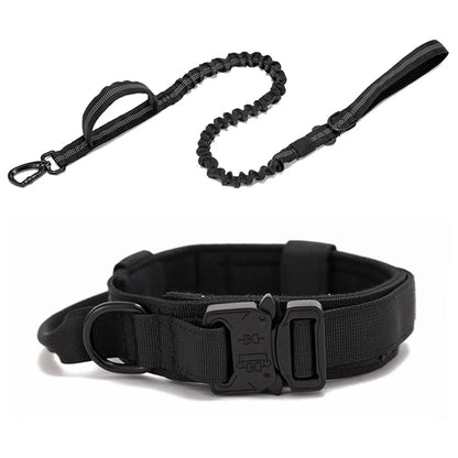 Taktinen koiran panta+hihna paketti, tai erikseen,useita värejä / Pet Dog Collar Leash Set Nylon Material Durable Dog Collar Reflective Leash Pet Tactical Training Dog Collar Large Dog Leash Set