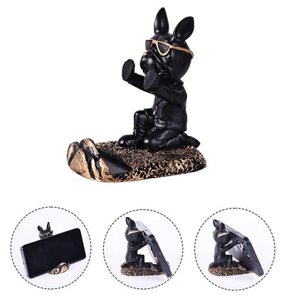 Bulldog Phone Holder, Animal Statue Figurine