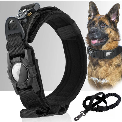 Taktinen Airtag iphone paikannus kaulapannat, seuranta panta, eri värejä  / AirTag Tactical Dog Collar, with AirTag Holder and Handle Military Dog Metal Buckle Adjustable GPS Collar for Medium Large Dogs