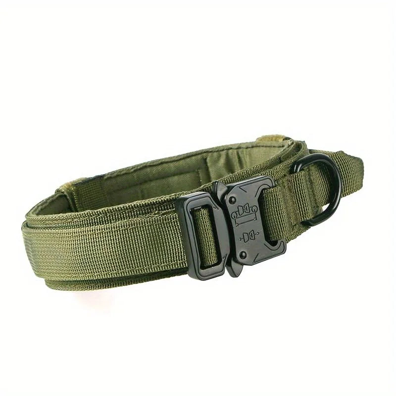 Kevyt taktinen panta / Military Tactical Dog Collar Adjustable Soft Nylon Outdoor Training K9 Collar with Handle and Metal