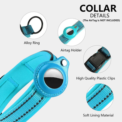 Airtag paikannuspanta, heijastava, jykevä, useita eri värejä / Reflective AirTag Dog Collar, Heavy Duty Dog Collar with Adjustable AirTag Holder Case Accessories for Small Medium Large Dogs
