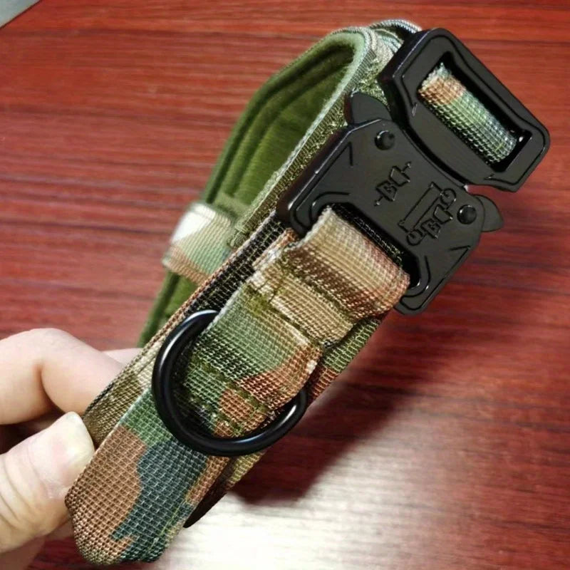 Kevyt taktinen panta / Military Tactical Dog Collar Adjustable Soft Nylon Outdoor Training K9 Collar with Handle and Metal