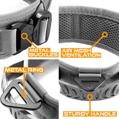Taktinen paksu vahva koiranpanta kahvalla, eri värejä  + Hihna ! / Military-Grade Tactical Dog Collar with Handle Heavy Duty Collar for Medium and Large Dogs Provides Ultimate Control