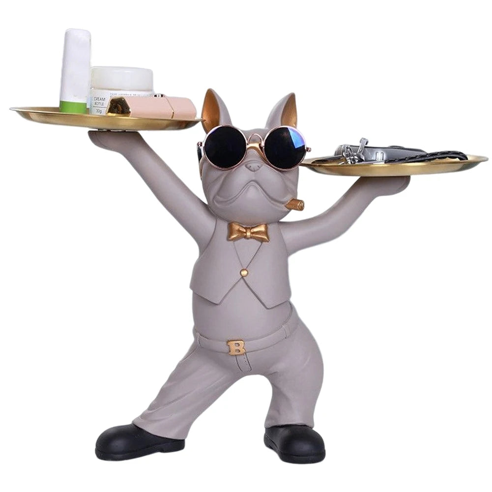 Multi-purpose bulldog animal statue