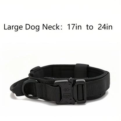 Kevyt taktinen panta / Military Tactical Dog Collar Adjustable Soft Nylon Outdoor Training K9 Collar with Handle and Metal