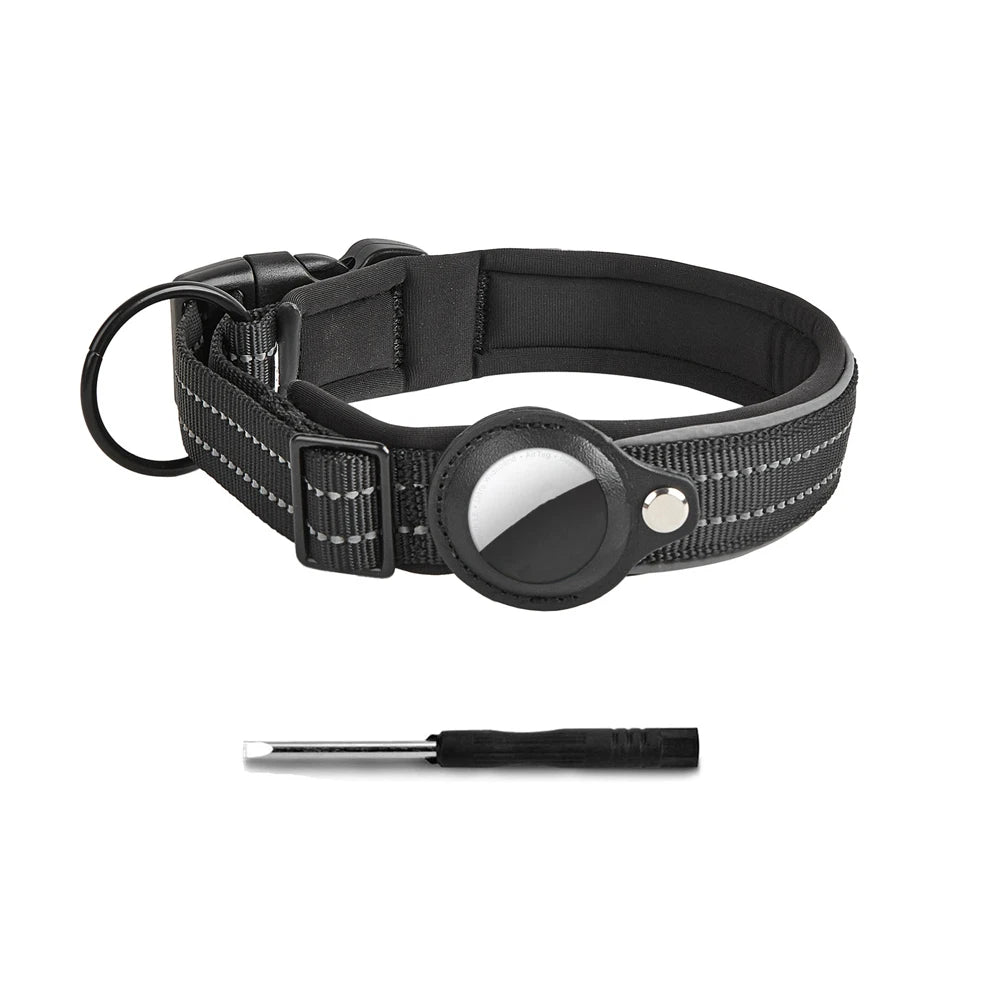 Airtag paikannuspanta, heijastava, jykevä, useita eri värejä / Reflective AirTag Dog Collar, Heavy Duty Dog Collar with Adjustable AirTag Holder Case Accessories for Small Medium Large Dogs