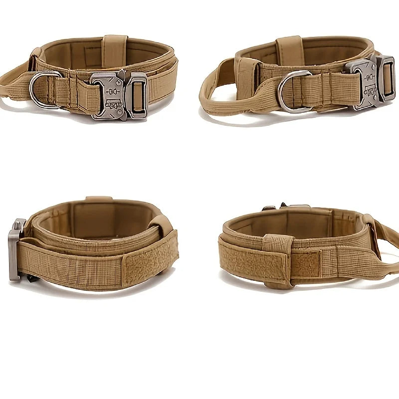 Kevyt taktinen panta / Military Tactical Dog Collar Adjustable Soft Nylon Outdoor Training K9 Collar with Handle and Metal
