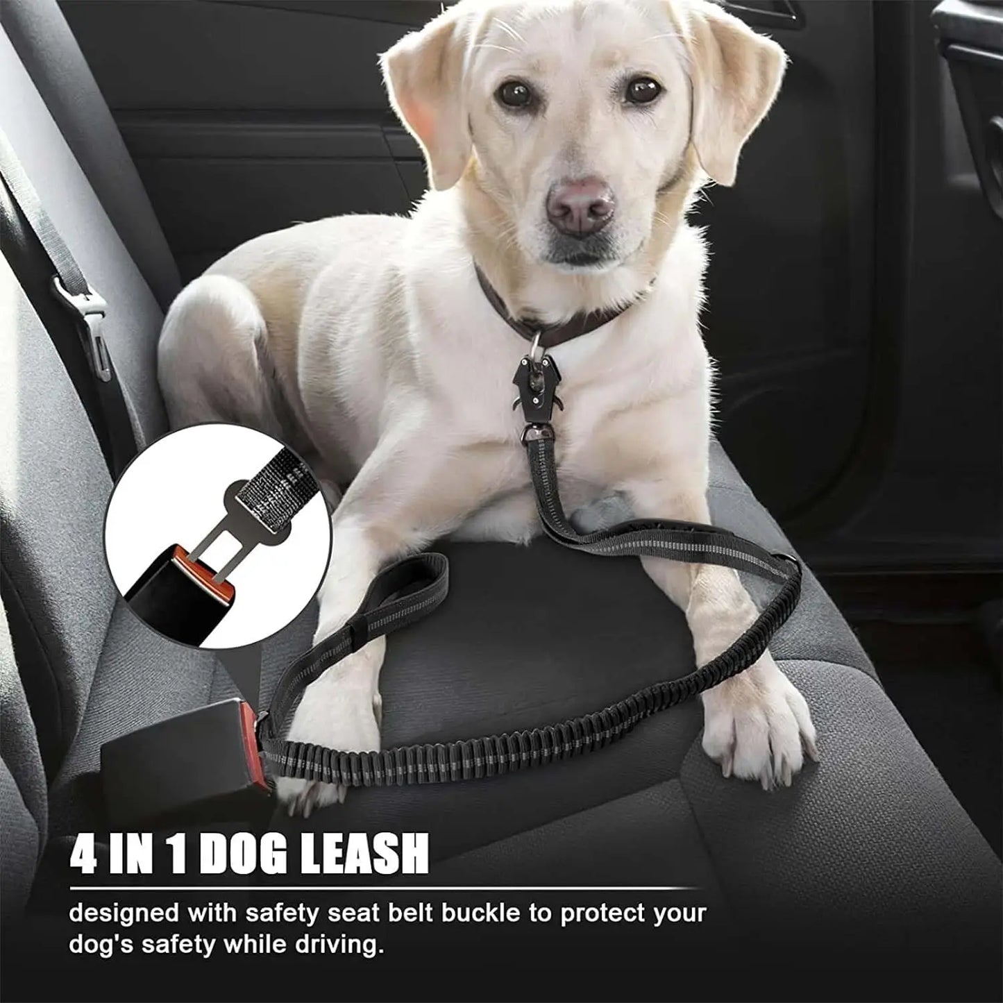 Heijastava, jykevä koiranhihna, eri värejä / Reflective Shock Absorbing Pet Leashes with Car Seatbelt for Large Dogs Heavy Duty Tactical Bungee Dog Leash No Pull Dog Leash
