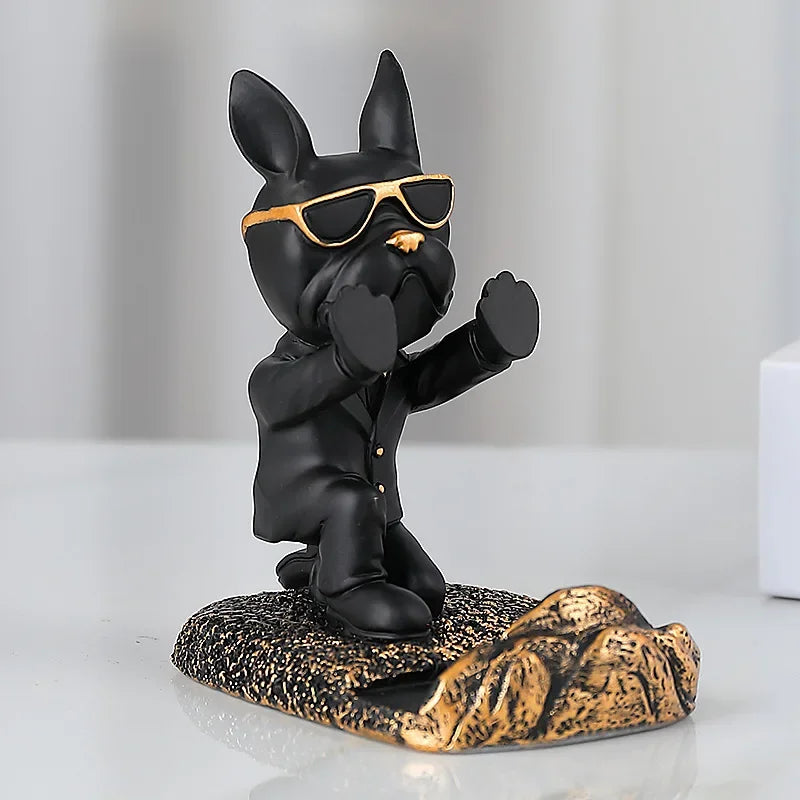 Bulldog Phone Holder, Animal Statue Figurine