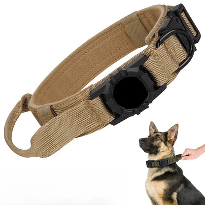 Taktinen Airtag iphone paikannus kaulapannat, seuranta panta, eri värejä  / AirTag Tactical Dog Collar, with AirTag Holder and Handle Military Dog Metal Buckle Adjustable GPS Collar for Medium Large Dogs