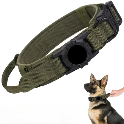 Taktinen Airtag iphone paikannus kaulapannat, seuranta panta, eri värejä  / AirTag Tactical Dog Collar, with AirTag Holder and Handle Military Dog Metal Buckle Adjustable GPS Collar for Medium Large Dogs